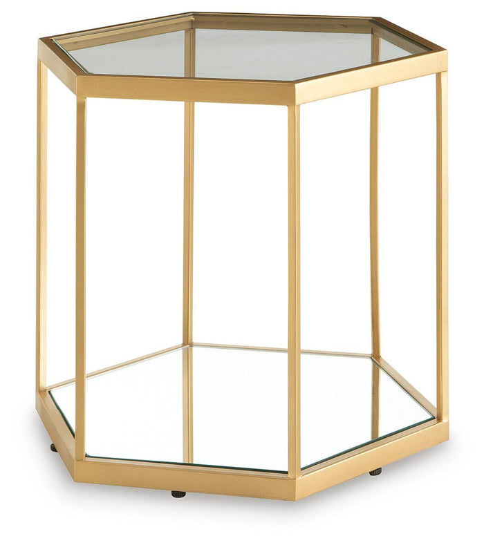 Veerwick Gold Finish Accent Cocktail Table - Brand New