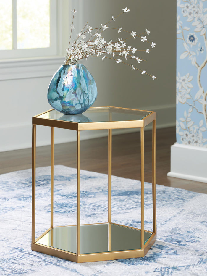 Veerwick Gold Finish Accent Cocktail Table - Brand New