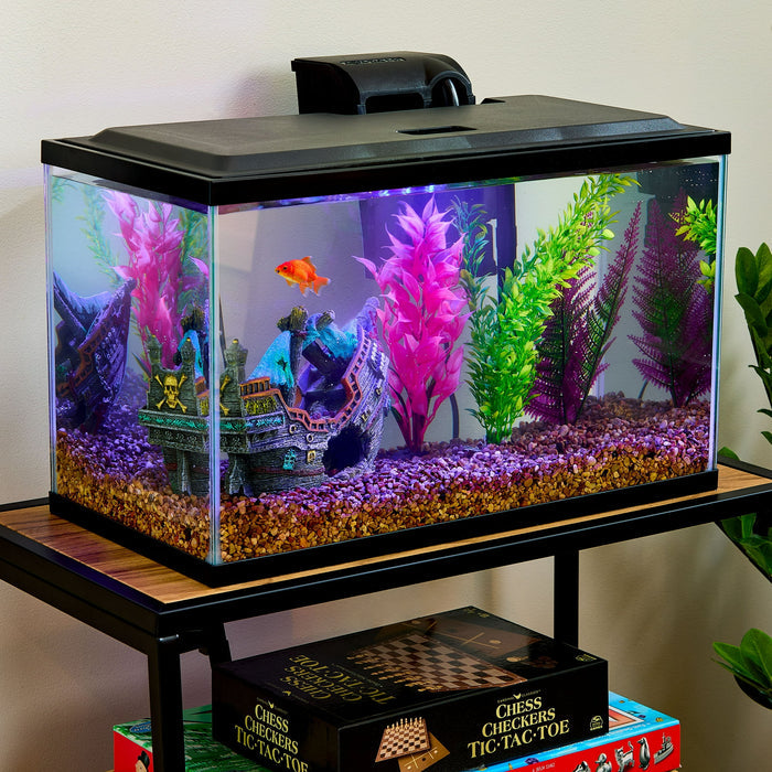 Vibrant Life 10 Gallon Aquarium Starter Kit with Blue & White LED Lights - Brand New