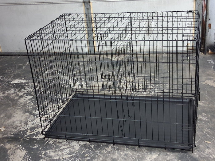 Vibrant Life Wire Dog Crate, Double-Door, Divider and Leak-Proof Tray, Metal, Foldable, Durable, Black, 36 in - Brand New