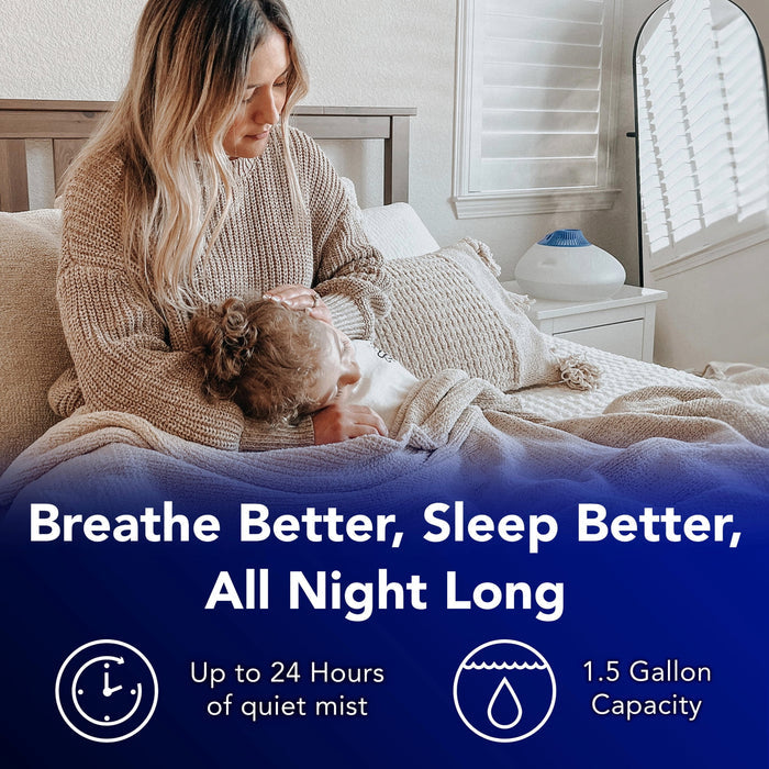 Vicks Warm Steam Vaporizer Humidifier with Night Light, 1.5 Gal, 600 Sq. Ft, White, V150SGNLUPCV2 - Brand New