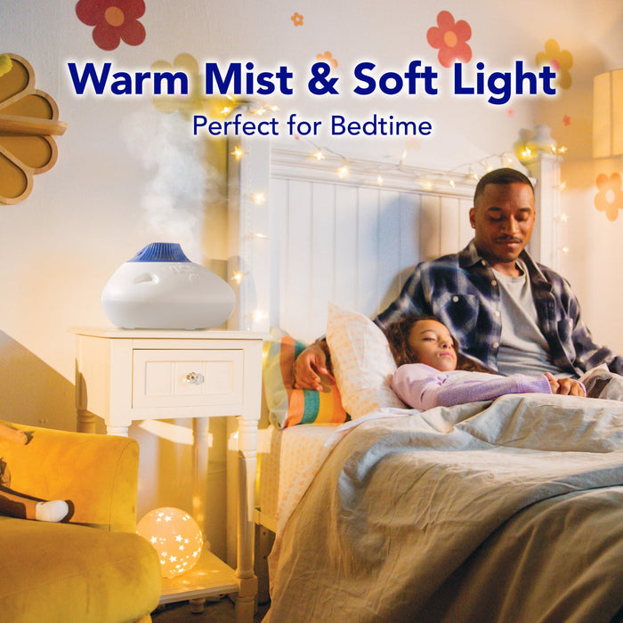 Vicks Warm Steam Vaporizer Humidifier with Night Light, 1.5 Gal, 600 Sq. Ft, White, V150SGNLUPCV2 - Brand New