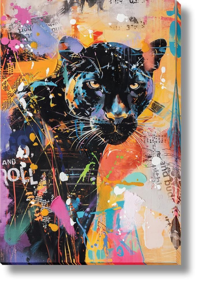 Vivid Panther Gaze - 32" x 47" Framed Wall Art - Black