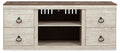 Willowton Whitewash LG TV Stand w/Fireplace Option - Brand New