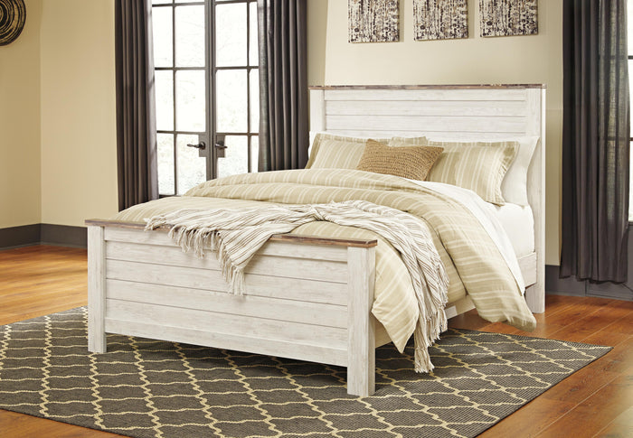 Willowton Whitewash Queen Panel Bed - Brand New