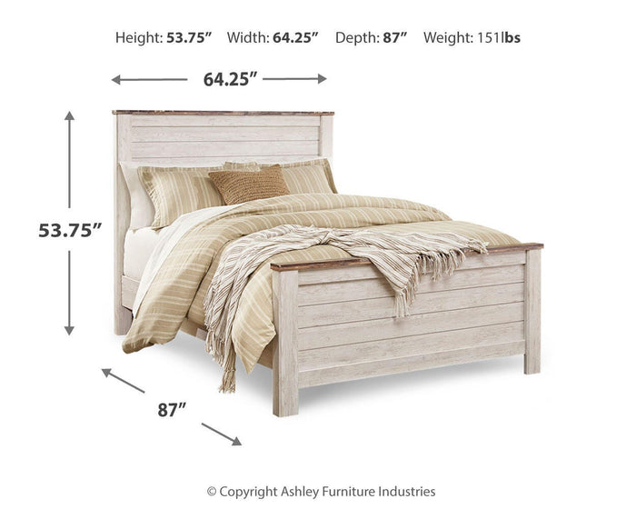 Willowton Whitewash Queen Panel Bed - Brand New