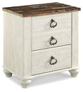 Willowton Whitewash Two Drawer Night Stand - Brand New