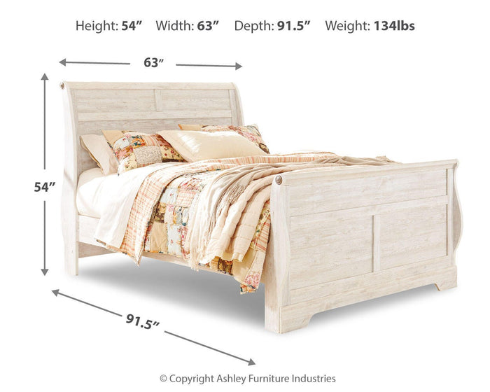 Willowton Whitewash Willowton Queen Sleigh Bed - Brand New