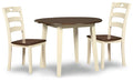 Woodanville Cream/Brown Woodanville Dining Table and 2 Chairs - Brand New