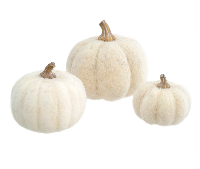 WOOL FELT PUMPKIN - WHITE