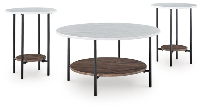 Wrenwich Brown/Black/White Occasional Table Set (3/CN) - Brand New