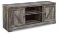 Wynnlow Gray LG TV Stand w/Fireplace Option - Brand New