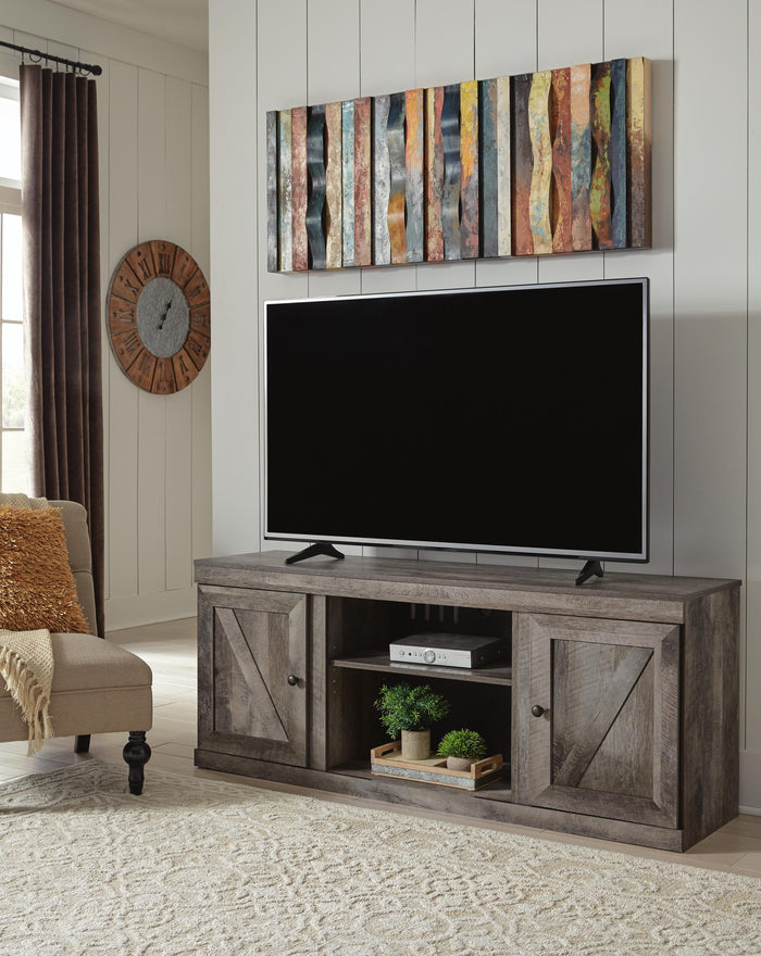 Wynnlow Gray LG TV Stand w/Fireplace Option - Brand New