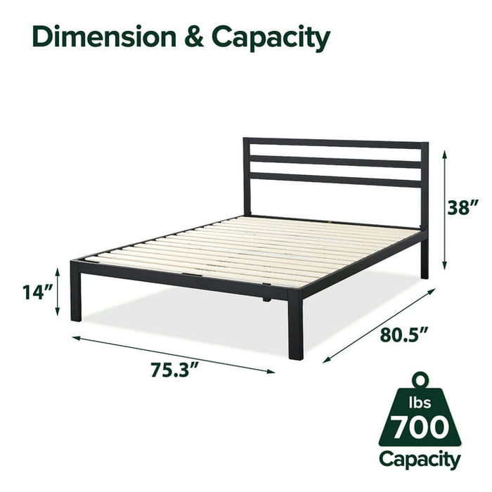 Zinus Mia 14" Metal Platform Bed Frame with Headboard, King - Brand New