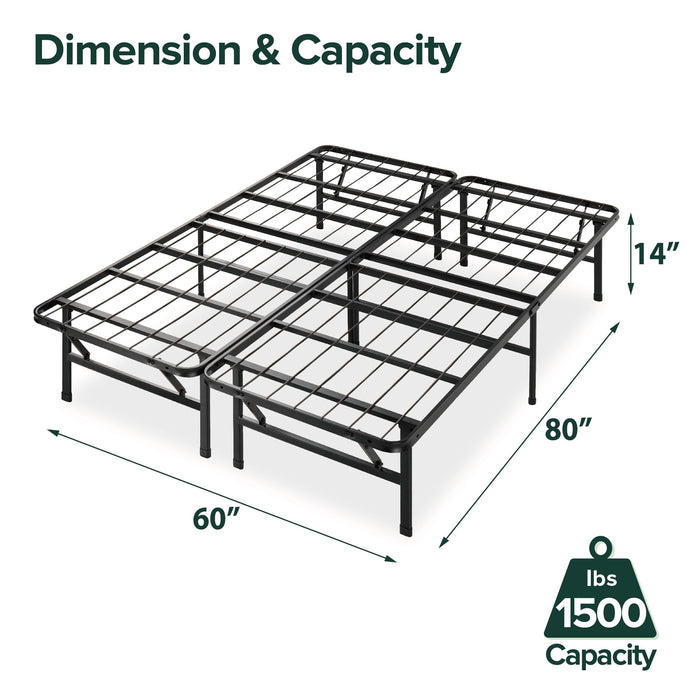 Zinus Spa Sensations 14" Smartbase® Adjustable Tool-Free Setup Bed Frame, Adult, Queen to King - Brand New
